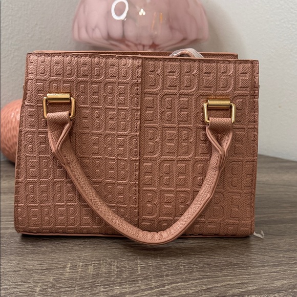 Bebe Dark Blush Mini Satchel with Gold Accents - Picture 4 of 8